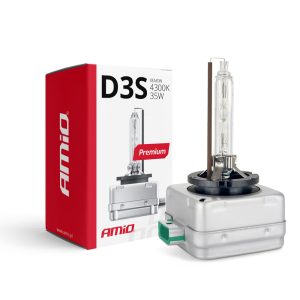 Amio - Λάμπα Xenon D3S 4300K 35W 12V Premium για αντικατάσταση εργοστασιακών και aftermarket xenon με φυσικό φωτισμό και σταθερή απόδοση με ενσωματωμένο igniter - 1 Τεμ. (01978/AM)