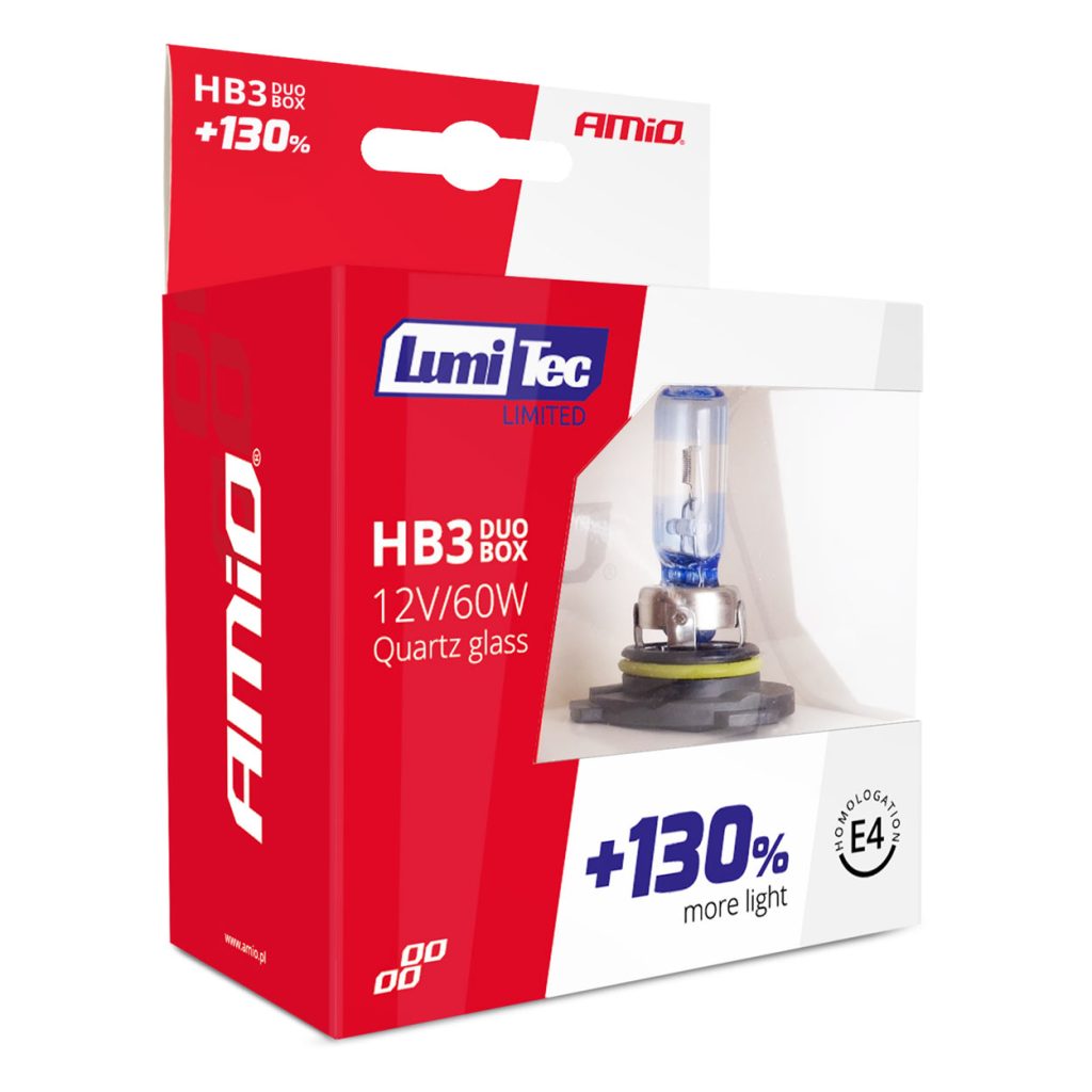 Εικόνα 3 από 3 — Amio – Λάμπες Αλογόνου HB3 9005 12V 60W LumiTec Limited +130% Φως έως 40m για Μεγάλη Σκάλα & Πορείας με Λευκό Φως 4300K και UV Protection για Καθαρό Φωτισμό – 1 Σετ (02103/AM)