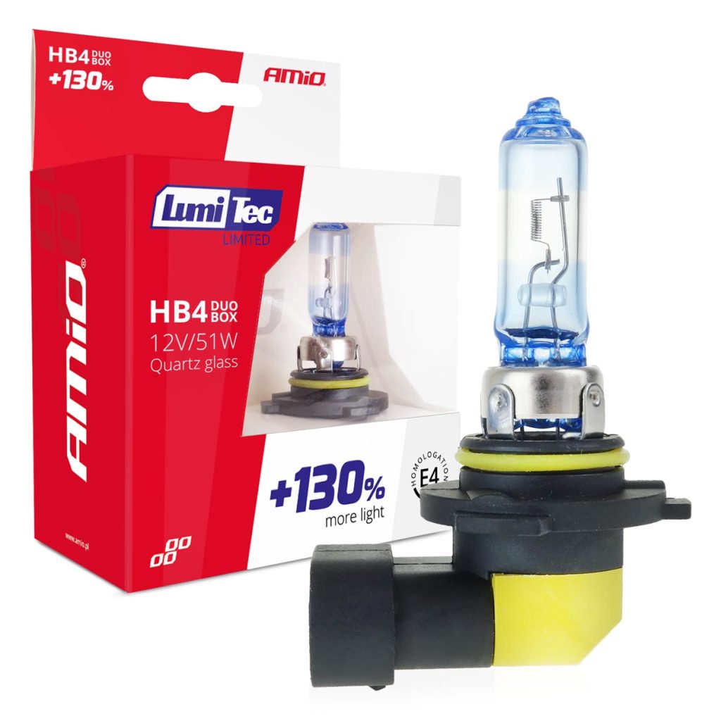 Εικόνα 1 από 3 — Amio – Λάμπες Αλογόνου HB4 9006 12V 51W LumiTec Limited με +130% Φωτεινότητα και Δέσμη έως 40m για Μεσαία & Μεγάλη Σκάλα με Λευκό Φως 4300K και UV Protection – 1 Σετ (02104/AM)