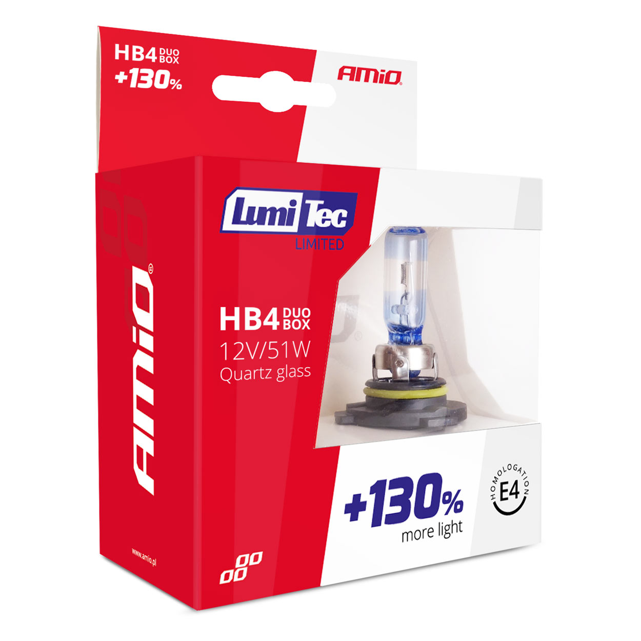 Εικόνα 3 από 3 — Amio – Λάμπες Αλογόνου HB4 9006 12V 51W LumiTec Limited με +130% Φωτεινότητα και Δέσμη έως 40m για Μεσαία & Μεγάλη Σκάλα με Λευκό Φως 4300K και UV Protection – 1 Σετ (02104/AM)