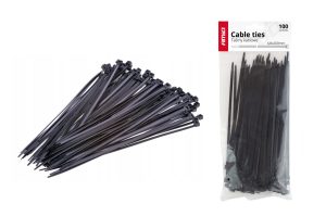 Amio – Δεματικά καλωδίων tie wrap 02155 μαύρα 4,8x200mm, ασφαλίστε και συγκρατήστε με απόλυτη στιβαρότητα κάθε βαριά πλεξούδα ή εξάρτημα – 100 Τεμ. (02155/AM)