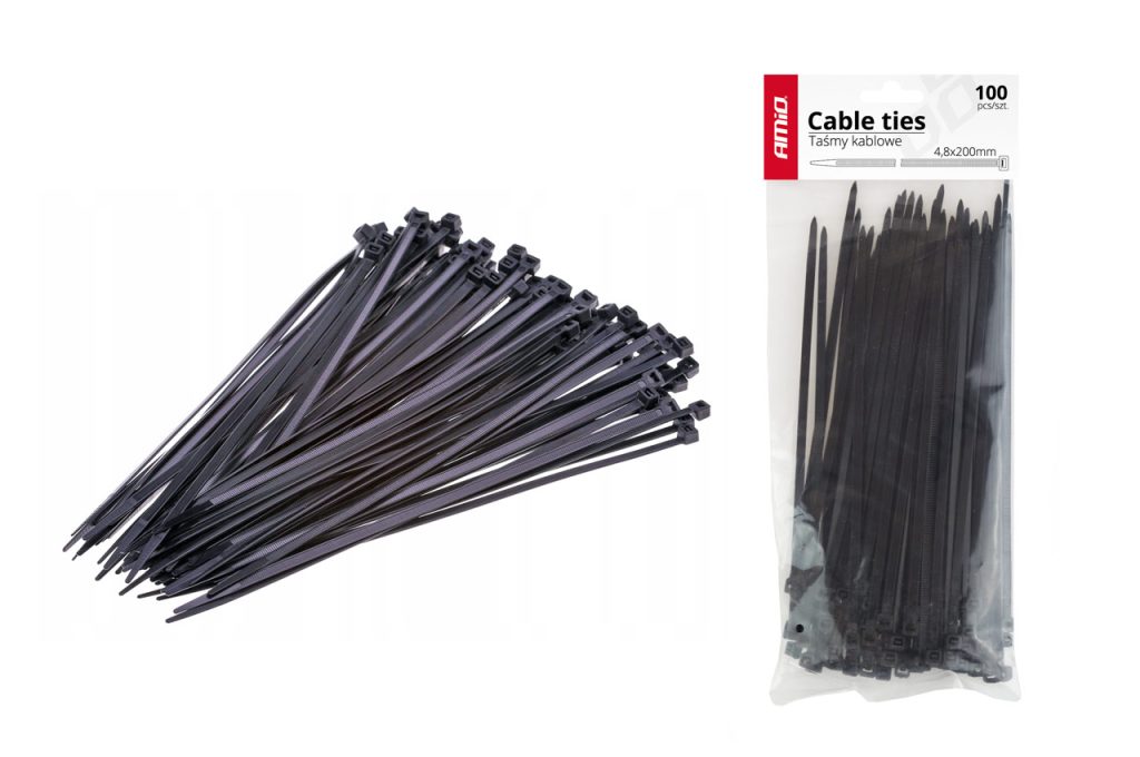 Εικόνα 1 από 1 — Amio – Δεματικά καλωδίων tie wrap 02157 μαύρα 4,8x350mm, εξασφαλίστε κορυφαία αντοχή συγκράτησης και άψογη οργάνωση σε μεγάλης κλίμακας οδεύσεις – 100 Τεμ. (02157/AM)