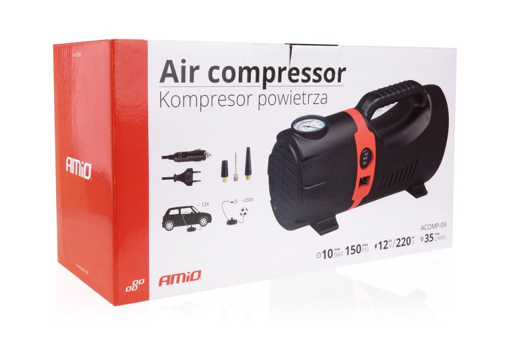 Εικόνα 5 από 5 — Amio – ΚΟΜΠΡΕΣΕΡ ΑΕΡΑ ΕΛΑΣΤΙΚΩΝ 230/12V 150psi 10bar ΜΕ ΦΙΣ ΑΝΑΠΤΗΡΑ & LED ΦΑΚΟ & ΚΑΛΩΔΙΟ – 1 τεμ. (02383/AM)
