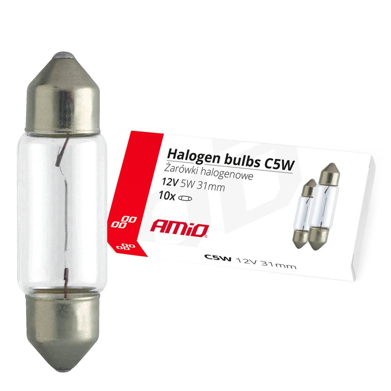 Εικόνα 1 από 1 — Amio – ΛΑΜΠΑΚΙΑ ΠΛΑΦΟΝΙΕΡΑΣ C5W 12V 5W 31mm ΑΛΟΓΟΝΟΥ ΚΟΥΤΙ – 10 ΤΕΜ. (02553/AM)