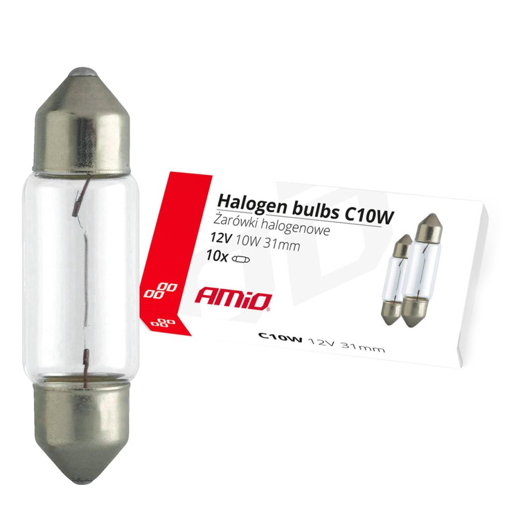 Εικόνα 1 από 1 — Amio – ΛΑΜΠΑΚΙΑ ΠΛΑΦΟΝΙΕΡΑΣ C10W 12V 10W 31mm ΑΛΟΓΟΝΟΥ ΚΟΥΤΙ – 10 ΤΕΜ. (02555/AM)