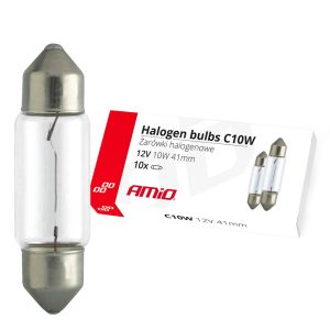 Amio - ΛΑΜΠΑΚΙΑ ΠΛΑΦΟΝΙΕΡΑΣ C10W 12V 10W 41mm ΑΛΟΓΟΝΟΥ ΚΟΥΤΙ - 10 ΤΕΜ. (02557/AM)