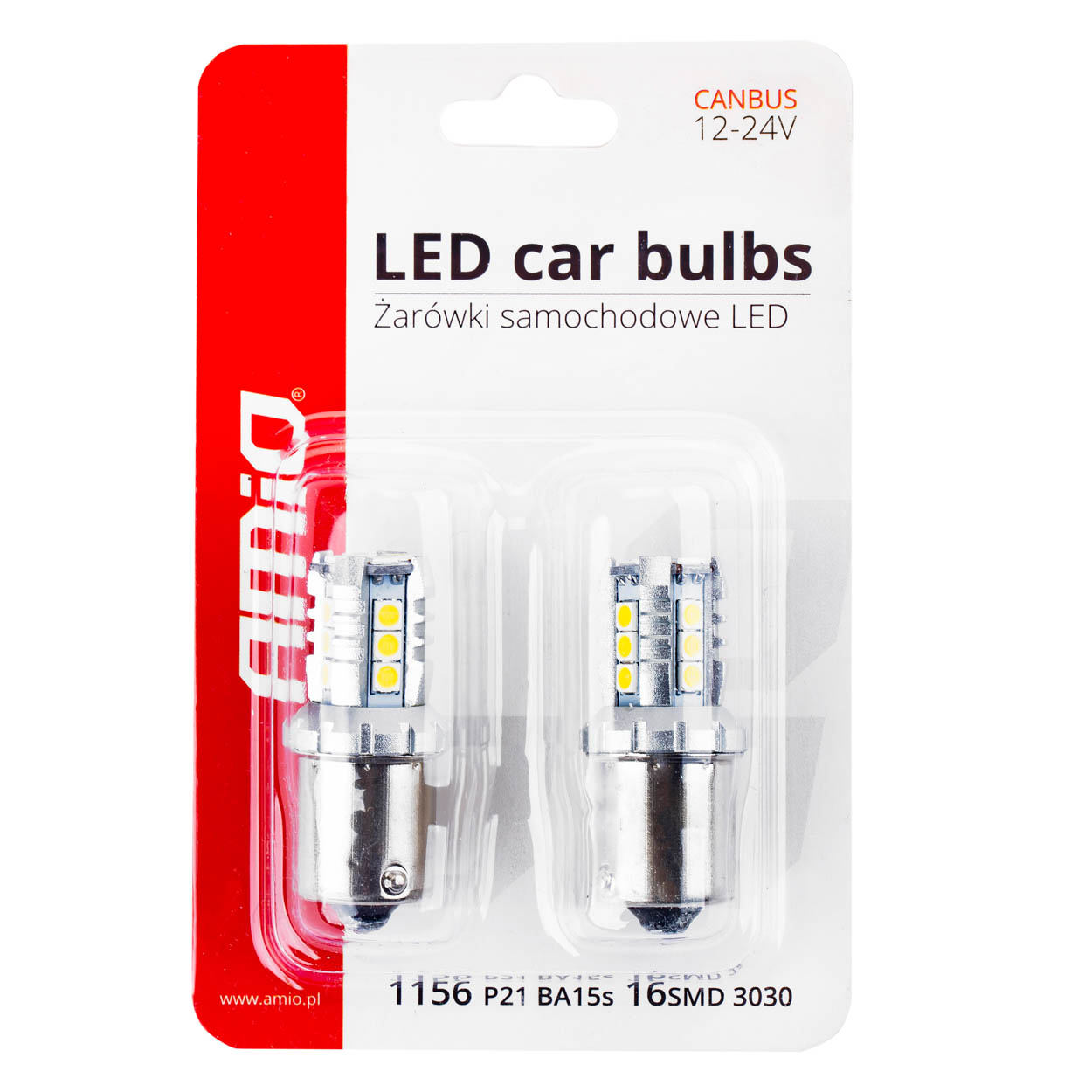 Εικόνα 3 από 3 — Amio – R5W/R10W P21W BA15S 12/24V 16xSMD 3030 LED ΛΕΥΚΟ CAN-BUS 2ΤΕΜ. (02796/AM)