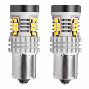 Amio - ΛΑΜΠΑΚΙΑ ΜΟΝΟΠΟΛΙΚΑ LED ΛΕΥΚΑ CAN-BUS P21W BA15S 12/24V 24xSMD 3020 - 2 TEM. (02797/AM)