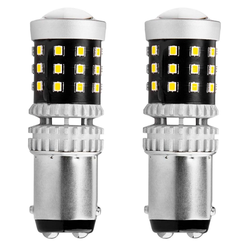 Εικόνα 1 από 4 — Amio – ΛΑΜΠΑΚΙΑ ΔΙΠΟΛΙΚΑ LED ΛΕΥΚΑ CAN-BUS P21/5w BAY15D 12/24V 39xSMD 2016 – 2 TEM. (02800/AM)