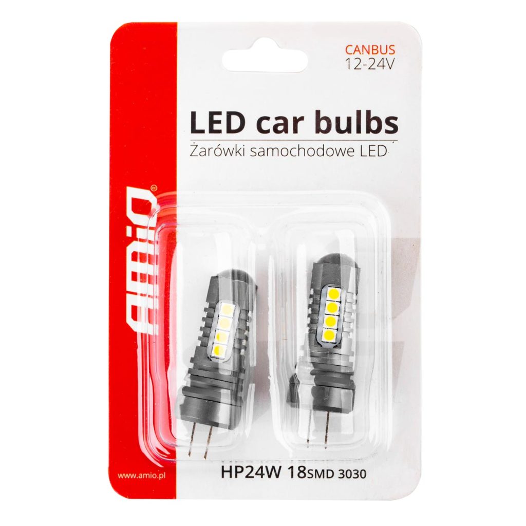 Εικόνα 3 από 3 — Amio – ΛΑΜΠΑΚΙΑ HP24W 12/24V 18xSMD 3030 LED ΛΕΥΚΑ CAN-BUS – 2 TEM. (02803/AM)