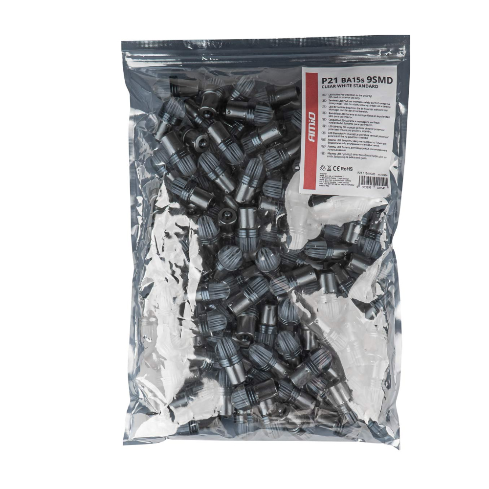 Εικόνα 2 από 2 — Amio – P21W 12V Ba15s 500lm 6.000K 9SMDx2835 LED ΛΕΥΚΟ ΜΟΝΟΠΟΛΙΚΟ – 100 ΤΕΜ. (02954/AM)