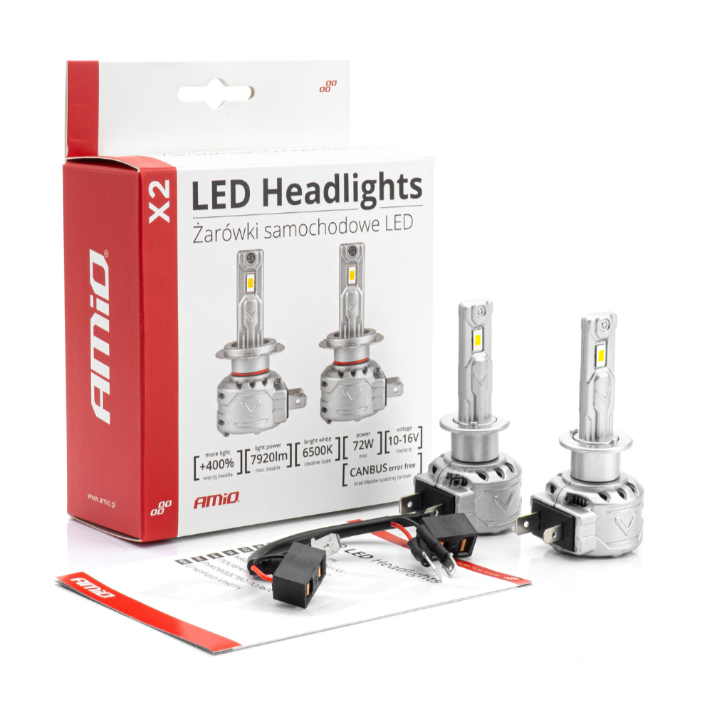 Εικόνα 4 από 4 — Amio – ΛΑΜΠΕΣ H1 LED CAN BUS X2 SERIES ΜΕ ΑΝΕΜΙΣΤΗΡΑΚΙ H1 10-16V 72W 6.500K 7.920lm +400% – 2 TEM. (02970/AM)