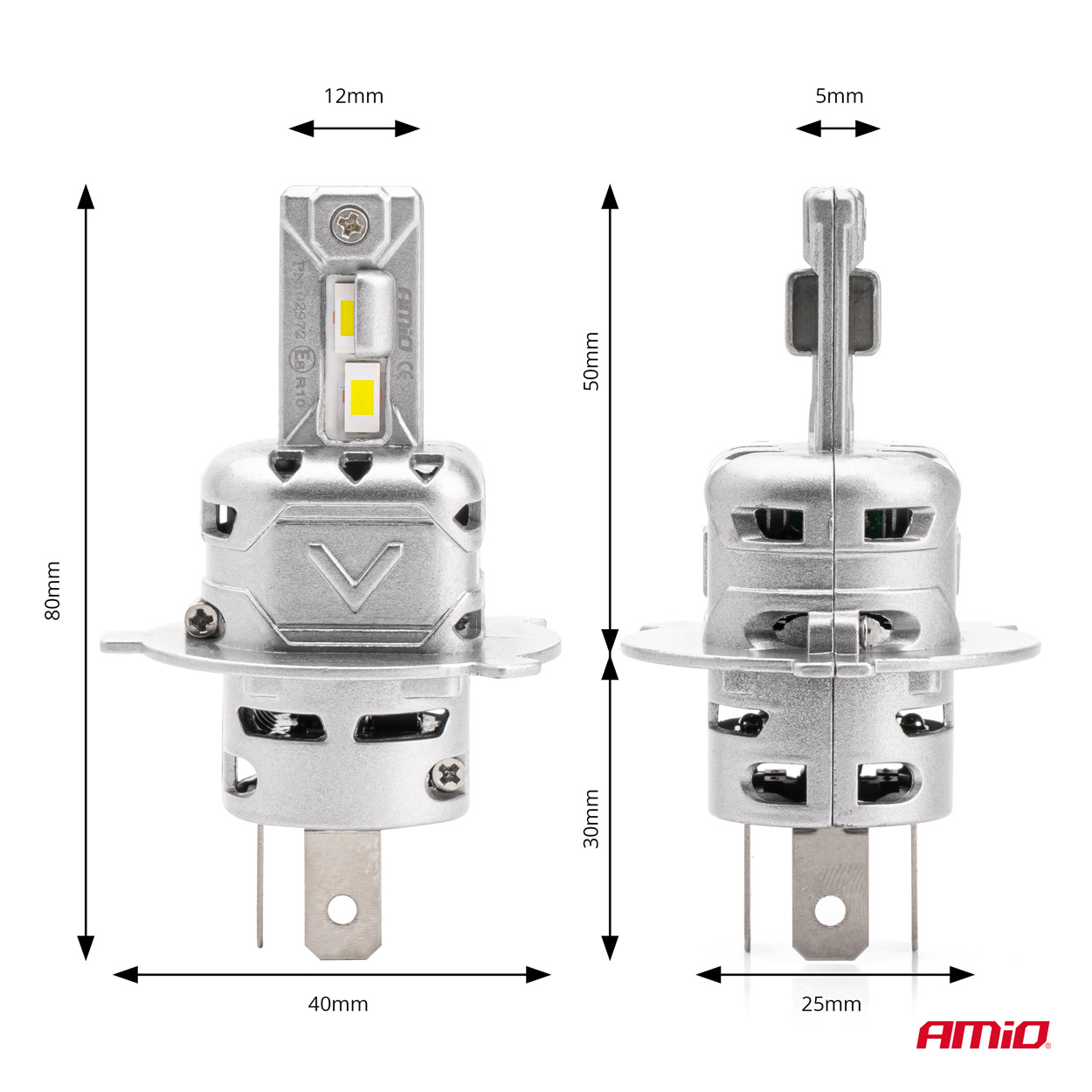Εικόνα 3 από 5 — Amio – ΛΑΜΠΕΣ LED H4 10-16V 72W 6.500K 7920lm CANBUS (ΑΝΕΜΙΣΤΗΡΑΚΙ) X2 SERIES – 2ΤΕΜ. (02972/AM)