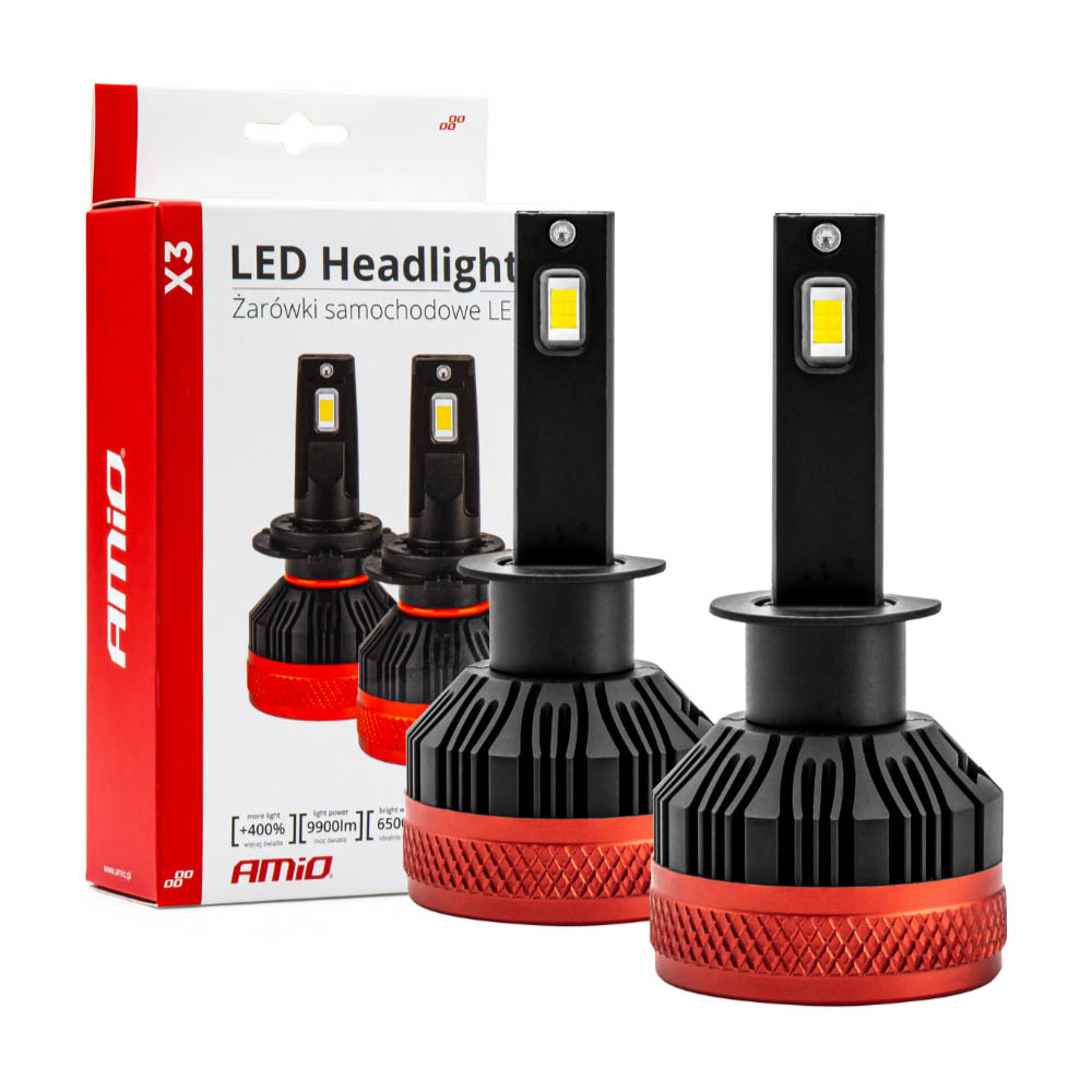 Εικόνα 1 από 8 — Amio – ΛΑΜΠΕΣ LED H1 9-16V 92W 6.500K 9900lm CANBUS ΜΕ ΑΝΕΜΙΣΤΗΡΑΚΙ X3 SERIES – 2ΤΕΜ. (02977/AM)