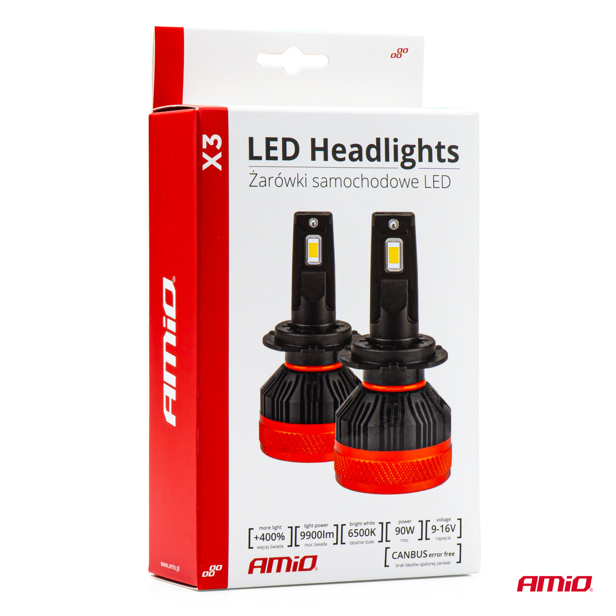 Εικόνα 7 από 7 — Amio – ΛΑΜΠΕΣ LED CAN-BUS H8/9/11 9>16V 90W 6.500K 9900lm (ΜΕ ΑΝΕΜΙΣΤΗΡΑΚΙ) X3 SERIES – 2 Τεμ. (02981/AM)
