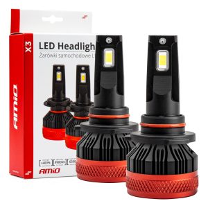 Amio - ΛΑΜΠΕΣ LED CAN-BUS HΒ3 9005 9>16V 90W 6.500K 9900lm (ΜΕ ΑΝΕΜΙΣΤΗΡΑΚΙ) X3 SERIES - 2 Τεμ. (02982/AM)