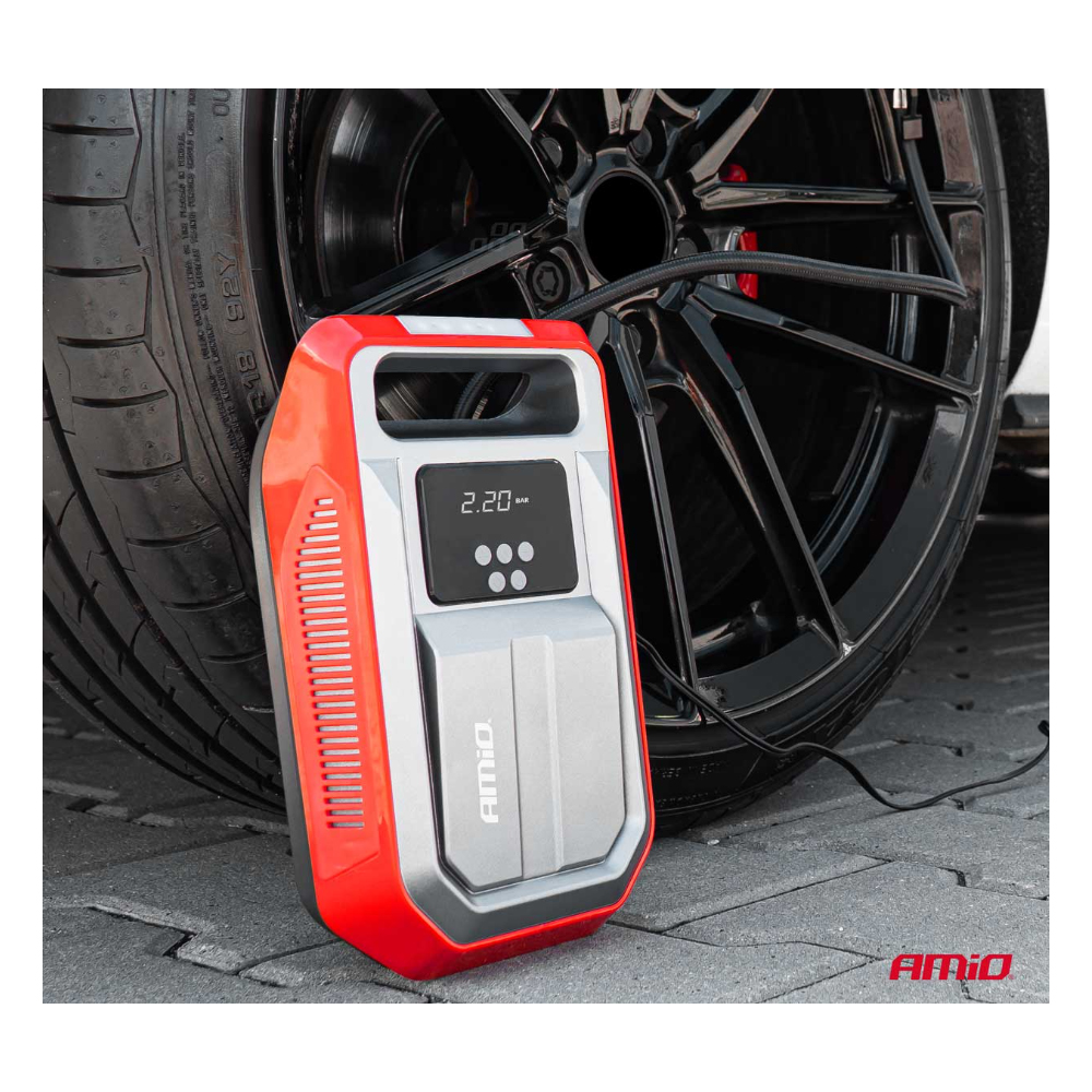 Εικόνα 3 από 9 — Amio – ΚΟΜΠΡΕΣΕΡ ΑΕΡΑ ΕΛΑΣΤΙΚΩΝ 12V 120W 140psi 10bar ΜΕ ΦΙΣ ΑΝΑΠΤΗΡΑ LED ΦΑΚΟ ΚΑΙ ΟΘΟΝΗ LCD – 1 TEM. (03268/AM)