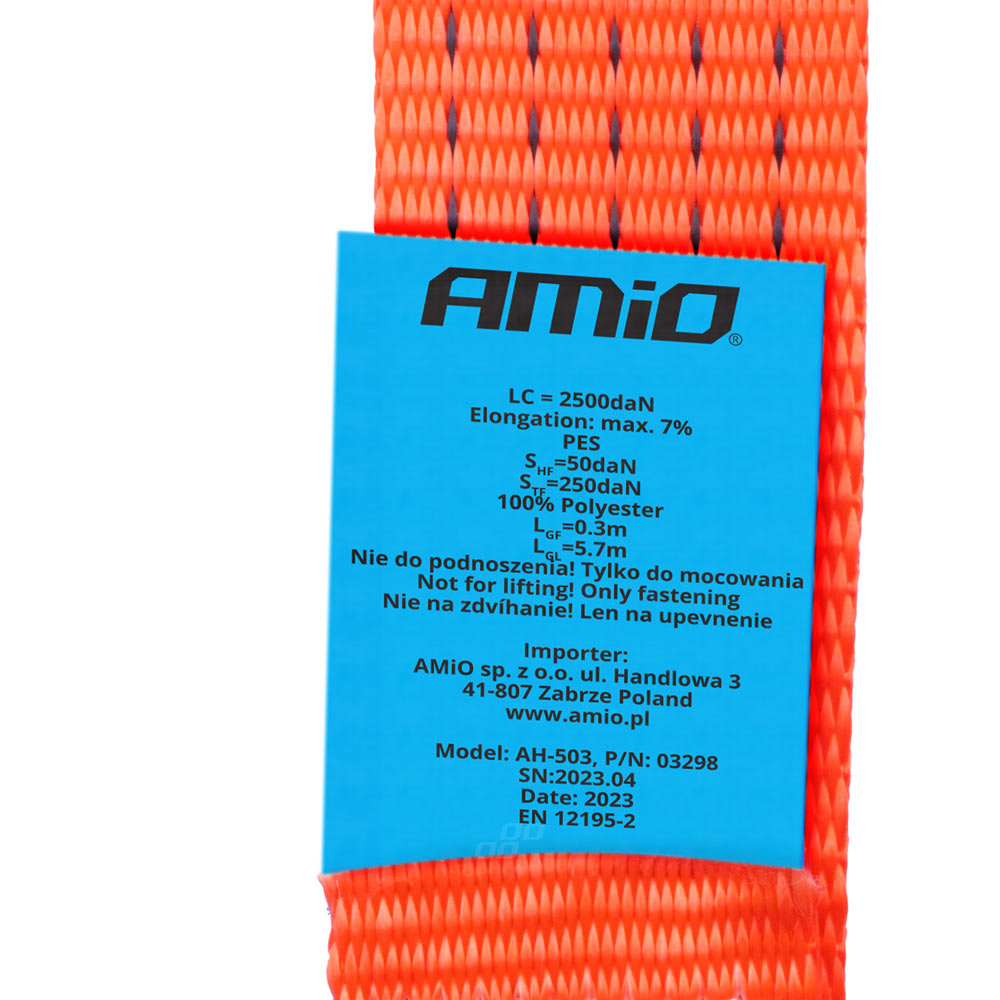 Εικόνα 5 από 6 — Amio – ΙΜΑΝΤΑΣ ΔΕΣΙΜΑΤΟΣ ΜΕ ΚΑΣΤΑΝΙΑ ΚΑΙ ΜΕΤΑΛΛΙΚΟΥΣ ΓΑΝΤΖΟΥΣ 6m/50mm 5000kg ΚΟΚΚΙΝΟ – 1 τεμ. (03298/AM)