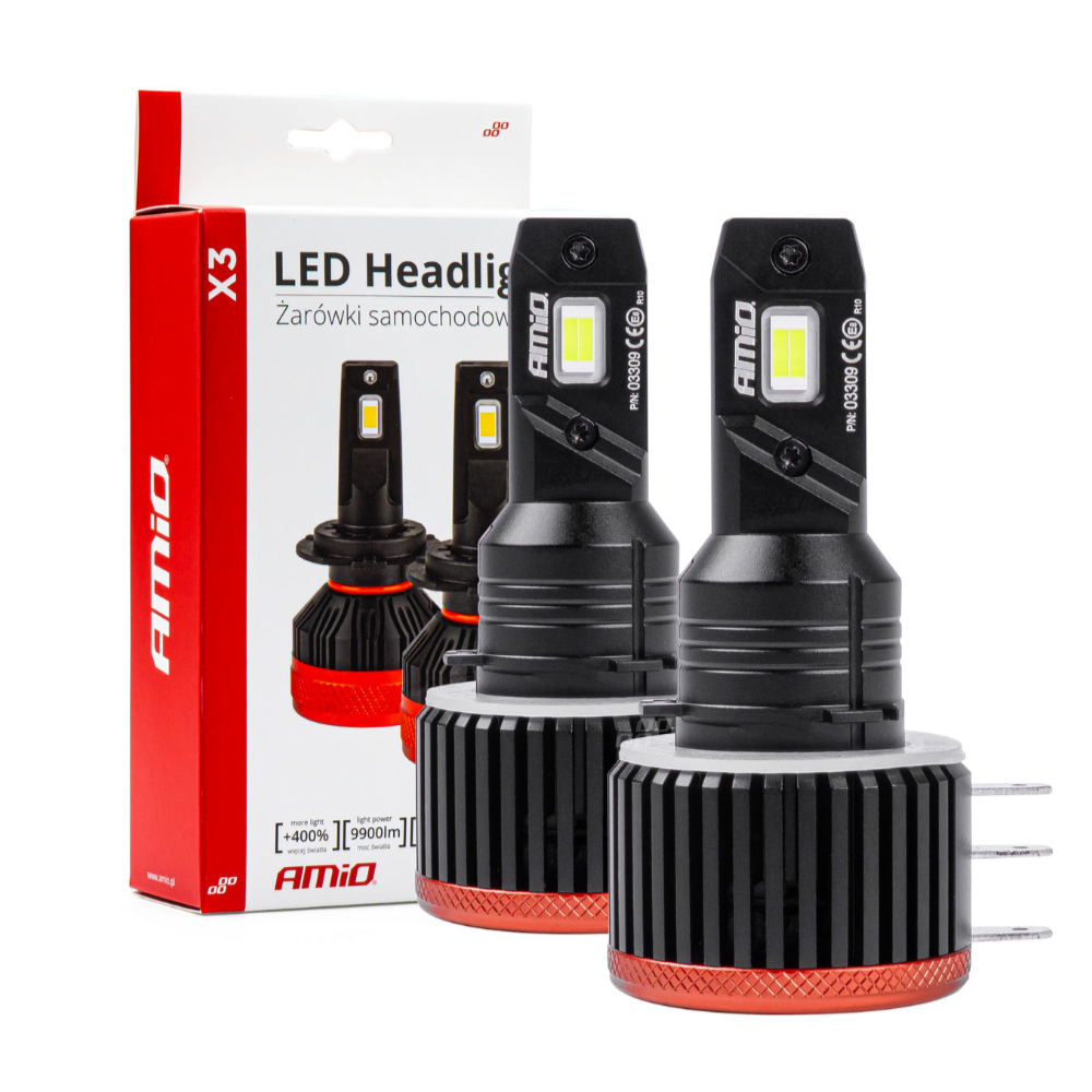 Εικόνα 1 από 6 — Amio – ΛΑΜΠΕΣ LED H15 9-16V 90W 6.500K 9900lm CANBUS ΜΕ ΑΝΕΜΙΣΤΗΡΑΚΙ X3 SERIES – 2ΤΕΜ. (03309/AM)