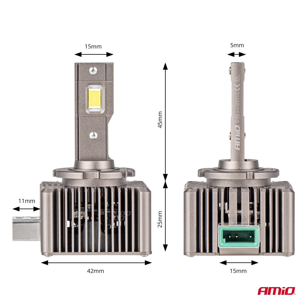Εικόνα 3 από 6 — Amio – ΛΑΜΠΕΣ LED D3S 9>16V 70W 6.500K 8600lm (ΜΕ ΨΥΚΤΡΑ) XD SERIES – 2 ΤΕΜ. (03312/AM)