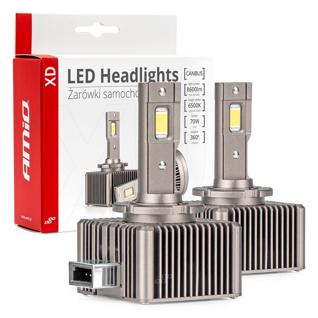 Εικόνα 1 από 6 — Amio – ΛΑΜΠΕΣ LED D8S 9>16V 70W 6.500K 8600lm (ΜΕ ΨΥΚΤΡΑ) XD SERIES – 2 ΤΕΜ. (03315/AM)