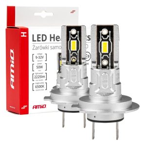 Amio - ΛΑΜΠΕΣ LED H7 H-SERIES 12>24V 50W 6500K 2225lm +200% CSP LED - 2 TEM. (03332/AM)