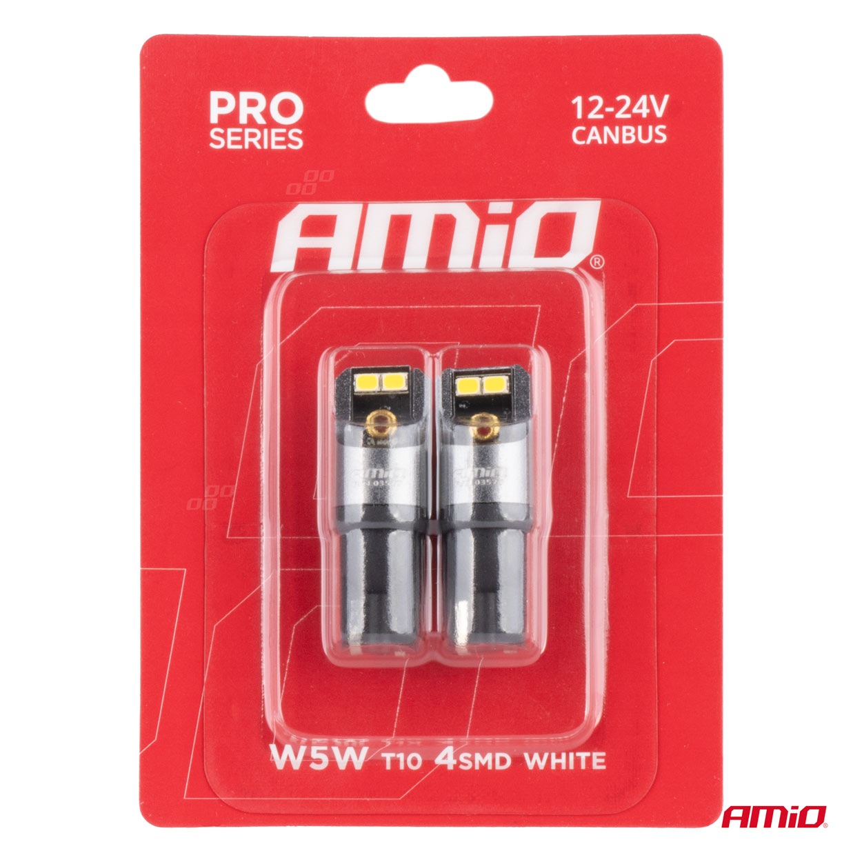 Εικόνα 4 από 4 — Amio – ΛΑΜΠΑΚΙΑ T10 W5W 12/24V 6.000K 4xSMD LED CAN-BUS ΛΕΥΚΟ 2016 PRO SERIES – 2 Τεμ. (03577/AM)