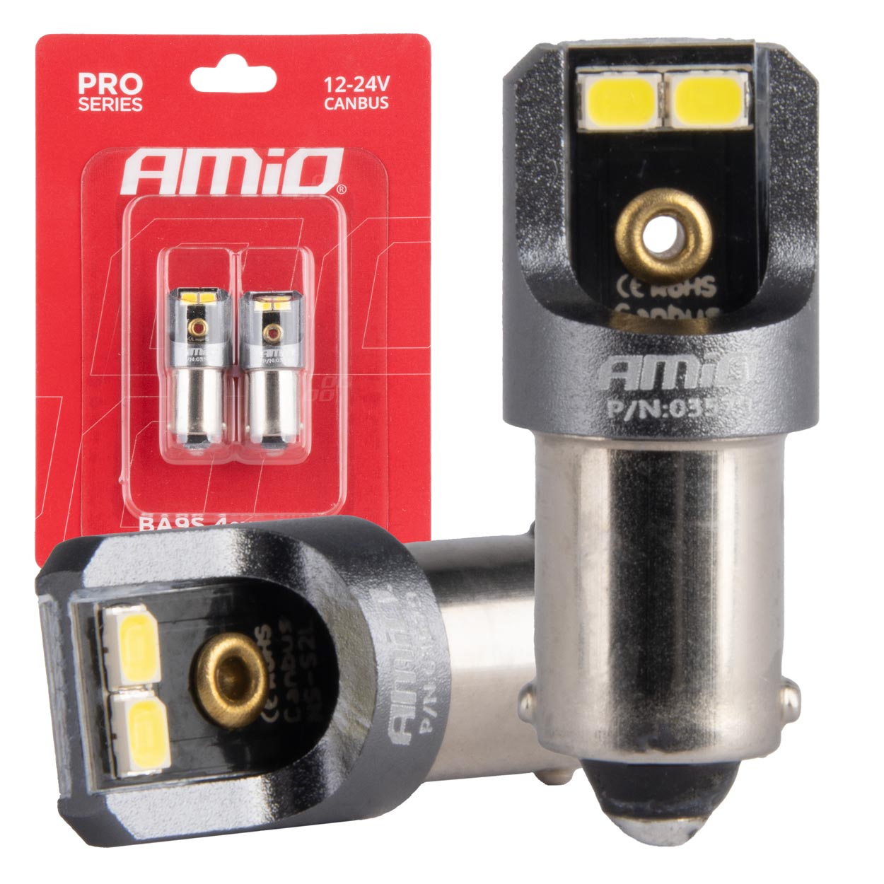Εικόνα 1 από 4 — Amio – ΛΑΜΠΑΚΙΑ T4W BA9s 12/24V 6.000K 4xSMD LED CAN-BUS ΛΕΥΚΟ 2016 PRO SERIES – 2 Τεμ. (03579/AM)