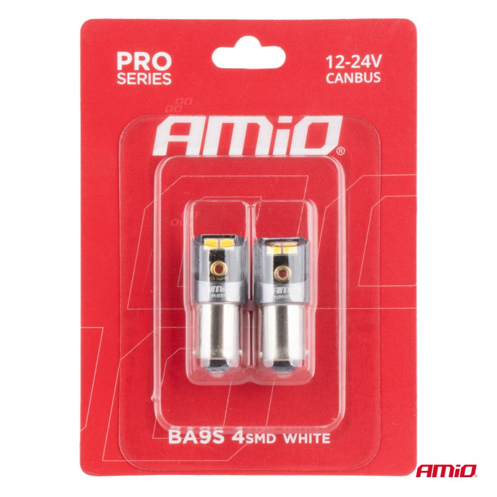Εικόνα 4 από 4 — Amio – ΛΑΜΠΑΚΙΑ T4W BA9s 12/24V 6.000K 4xSMD LED CAN-BUS ΛΕΥΚΟ 2016 PRO SERIES – 2 Τεμ. (03579/AM)