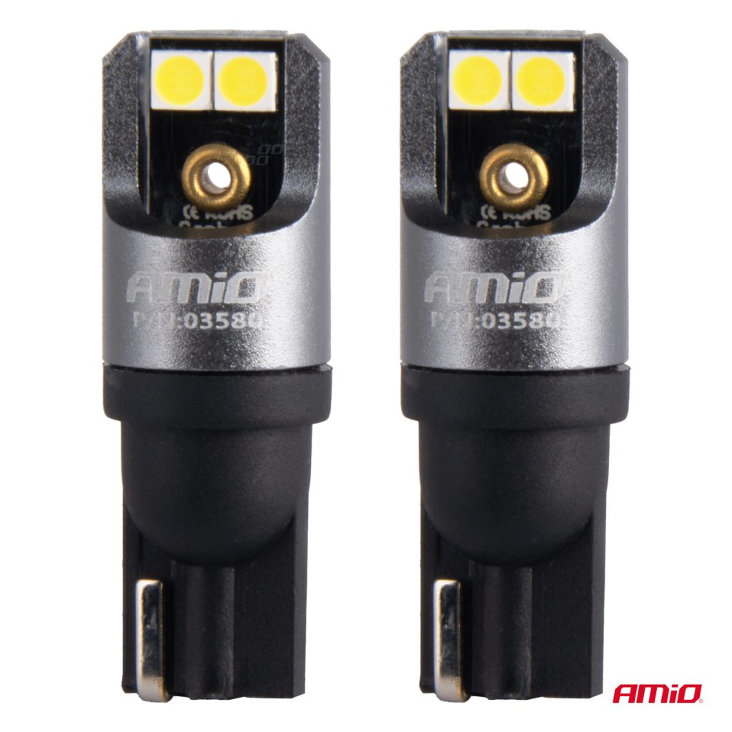 Εικόνα 2 από 4 — Amio – ΛΑΜΠΑΚΙΑ T10 W5W 12/24V 6.000K 4xSMD LED FULL CAN-BUS ΛΕΥΚΟ 3030 PRO SERIES – 2 Τεμ. (03580/AM)
