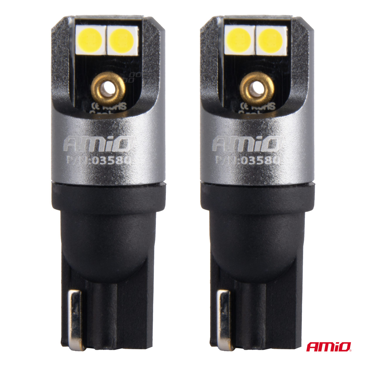 Εικόνα 2 από 4 — Amio – ΛΑΜΠΑΚΙΑ T10 W5W 12/24V 6.000K 4xSMD LED FULL CAN-BUS ΛΕΥΚΟ 3030 PRO SERIES – 2 Τεμ. (03580/AM)