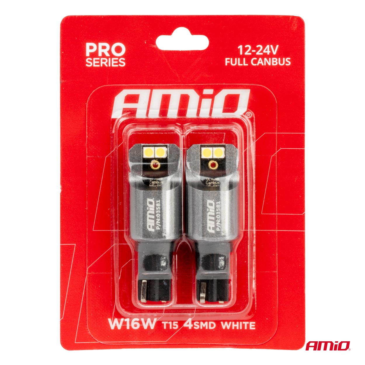 Εικόνα 4 από 4 — Amio – ΛΑΜΠΕΣ T15 W16W 12/24V 6.000K 4xSMD LED FULL CAN-BUS ΛΕΥΚΟ 3030 PRO SERIES – 2 ΤΕΜ. (03581/AM)