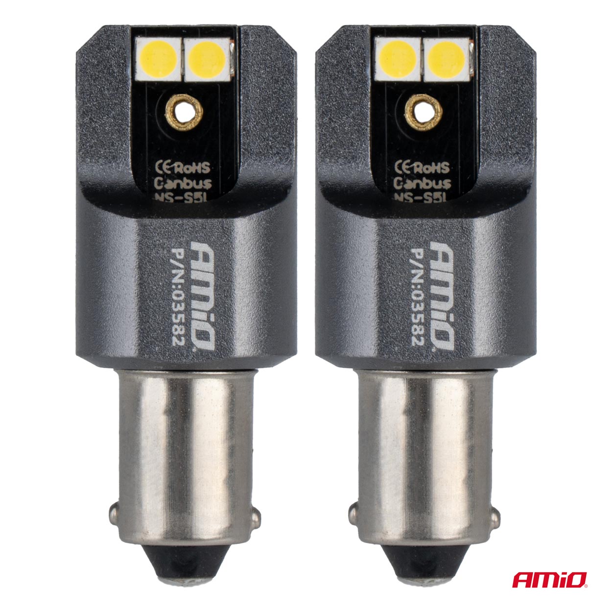 Εικόνα 2 από 4 — Amio – ΛΑΜΠΕΣ T4W BA9s 12/24V 6.000K 4xSMD LED FULL CAN-BUS ΛΕΥΚΟ 3030 PRO SERIES – 2 ΤΕΜ. (03582/AM)