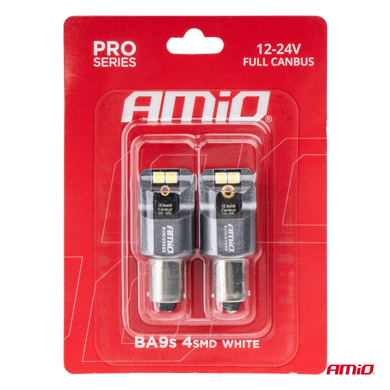 Εικόνα 4 από 4 — Amio – ΛΑΜΠΕΣ T4W BA9s 12/24V 6.000K 4xSMD LED FULL CAN-BUS ΛΕΥΚΟ 3030 PRO SERIES – 2 ΤΕΜ. (03582/AM)