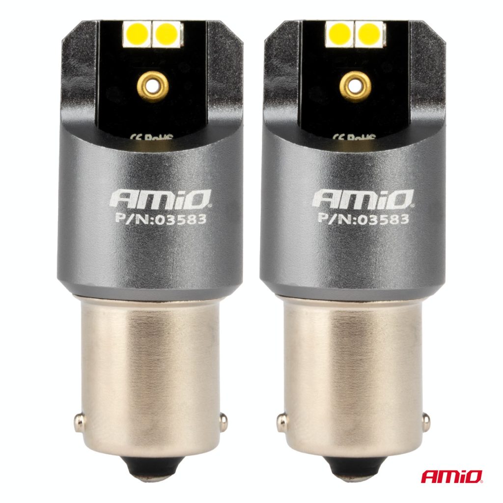 Εικόνα 2 από 4 — Amio – ΛΑΜΠΕΣ LED CAN-BUS P21W BA15S 12/24V 6.000K 4xSMD ΛΕΥΚΟ PRO SERIES – 2 ΤΕΜ. (03583/AM)