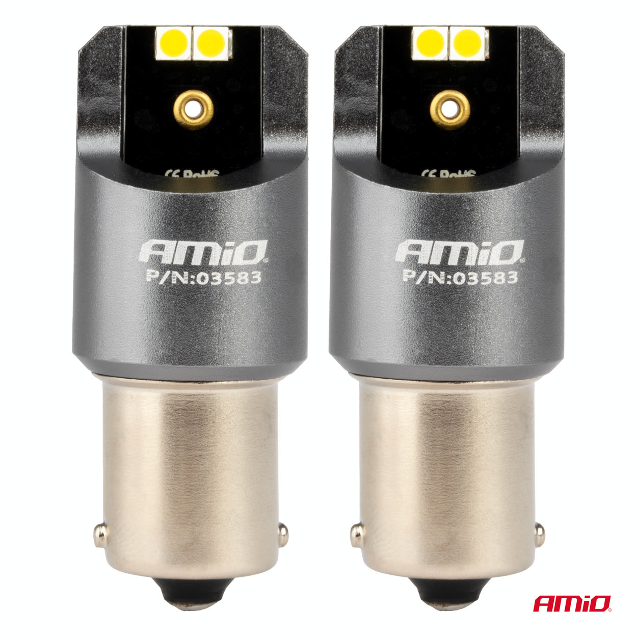 Εικόνα 2 από 4 — Amio – ΛΑΜΠΕΣ LED CAN-BUS P21W BA15S 12/24V 6.000K 4xSMD ΛΕΥΚΟ PRO SERIES – 2 ΤΕΜ. (03583/AM)