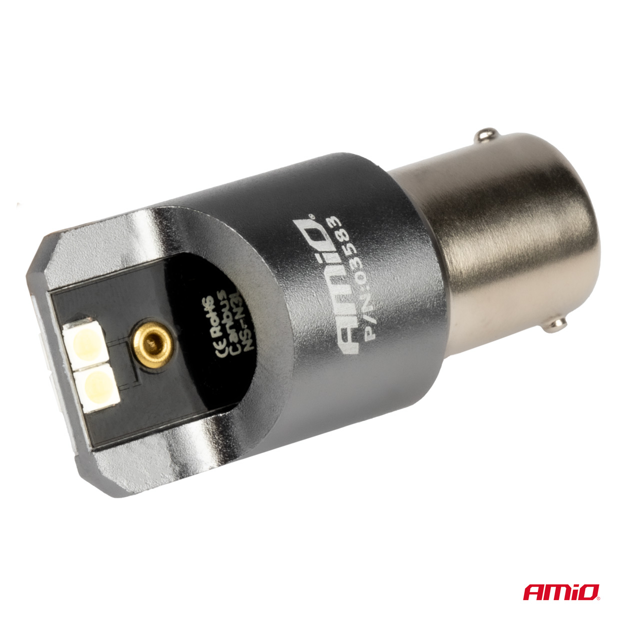 Εικόνα 3 από 4 — Amio – ΛΑΜΠΕΣ LED CAN-BUS P21W BA15S 12/24V 6.000K 4xSMD ΛΕΥΚΟ PRO SERIES – 2 ΤΕΜ. (03583/AM)