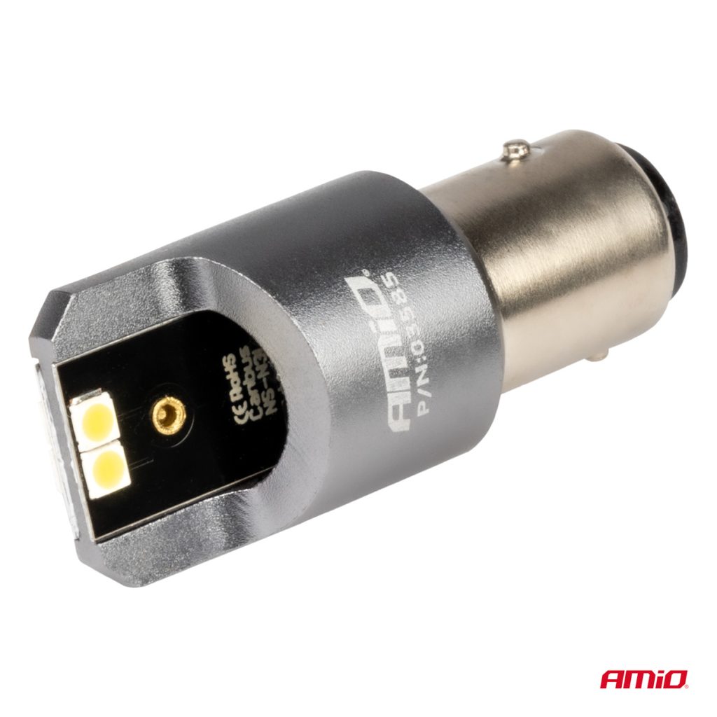Εικόνα 3 από 4 — Amio – ΛΑΜΠΑΚΙΑ P21/5W BAY15d 12/24V 6.000K 4xSMD LED CAN-BUS ΛΕΥΚΟ PRO SERIES – 2 Τεμ. (03585/AM)
