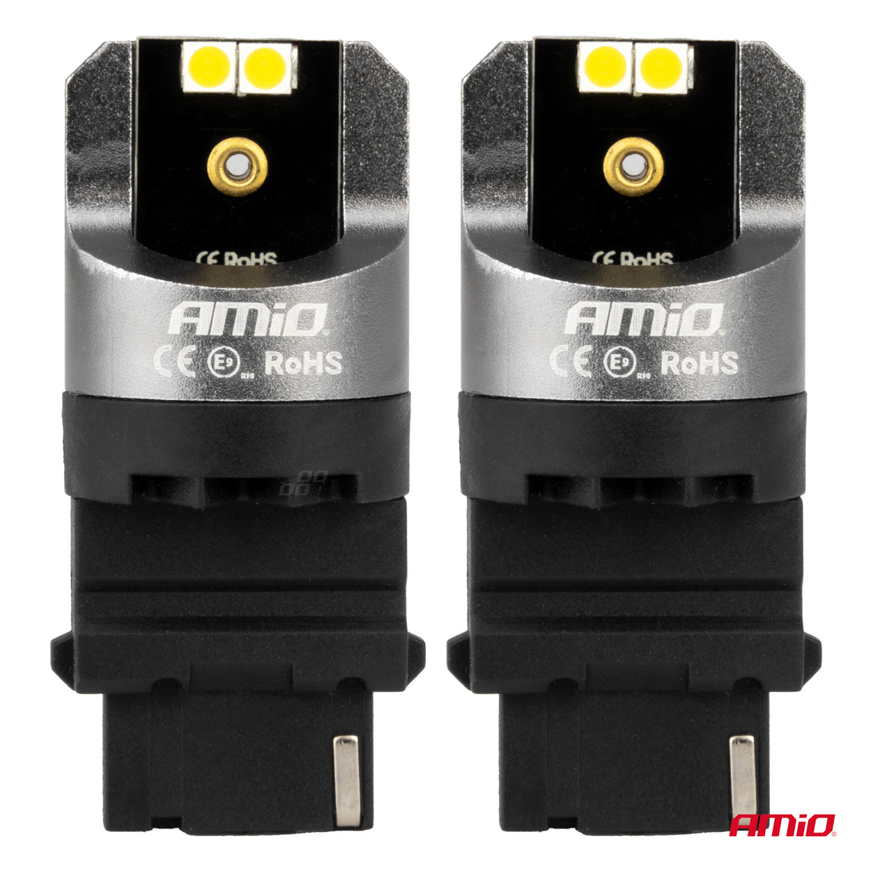 Εικόνα 2 από 4 — Amio – ΛΑΜΠΕΣ P27W 12/24V 6.000K 4SMD LED CAN-BUS ΛΕΥΚΑ PRO SERIES – 2 ΤΕΜ. (03587/AM)