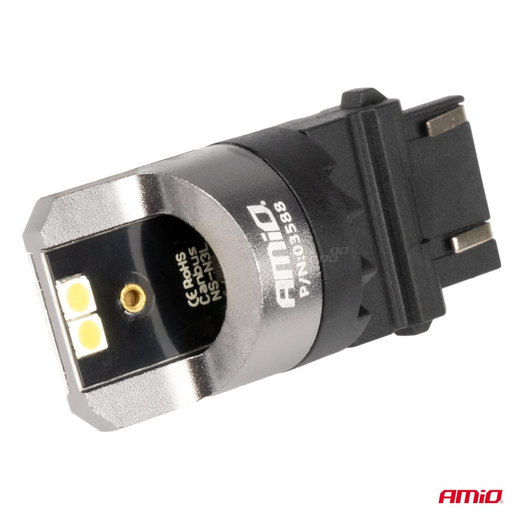Εικόνα 3 από 4 — Amio – ΛΑΜΠΕΣ P27/7W 12/24V 6.000K 4SMD LED CAN-BUS ΛΕΥΚΑ PRO SERIES – 2 ΤΕΜ. (03588/AM)