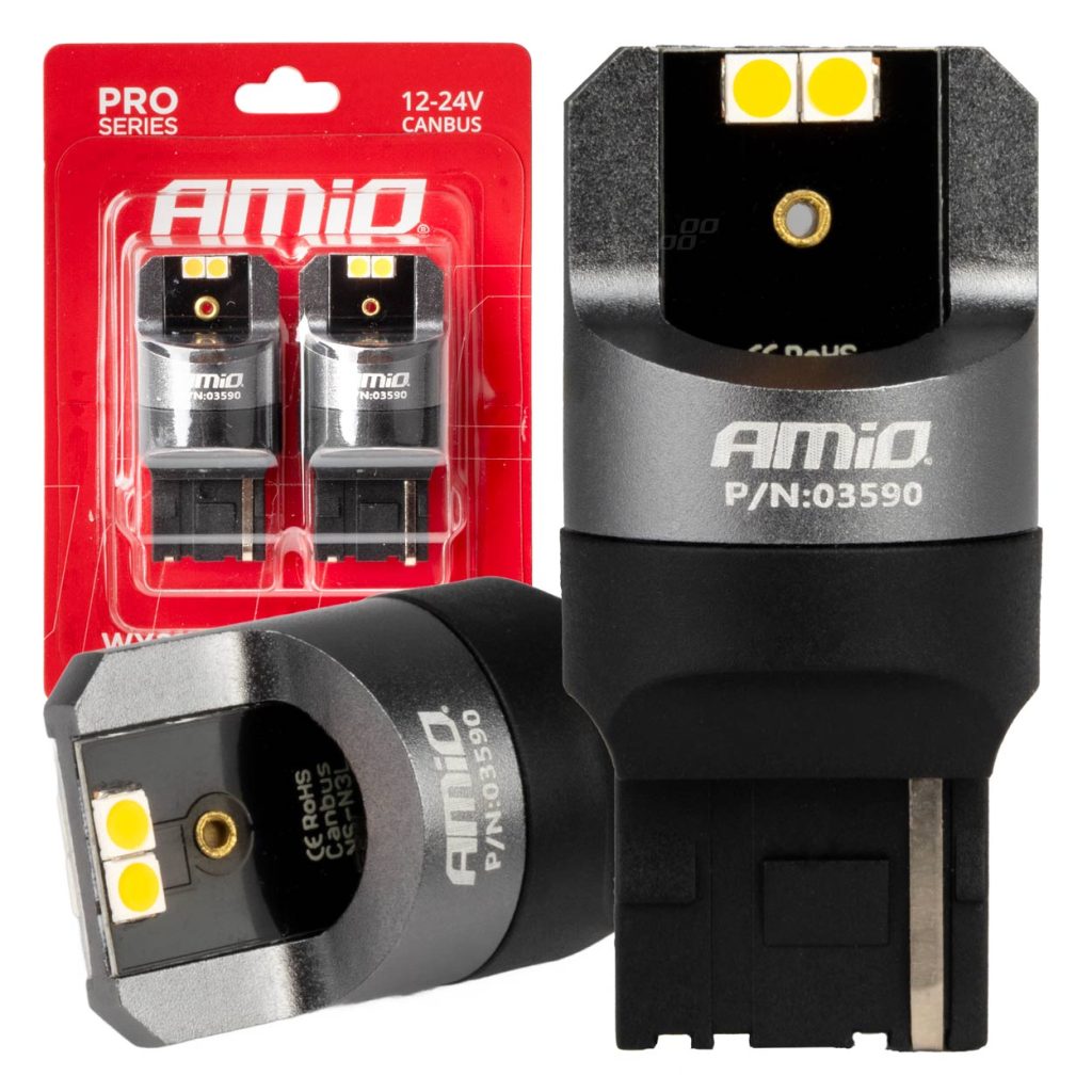 Εικόνα 1 από 4 — Amio – ΛΑΜΠΕΣ WY21W 12/24V 6.000K 4SMD LED CAN-BUS ΚΙΤΡΙΝΟ PRO SERIES – 2 ΤΕΜ. (03590/AM)