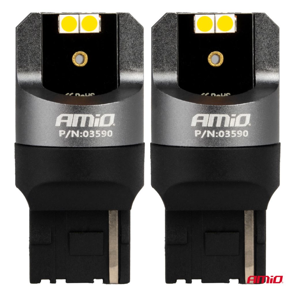 Εικόνα 2 από 4 — Amio – ΛΑΜΠΕΣ WY21W 12/24V 6.000K 4SMD LED CAN-BUS ΚΙΤΡΙΝΟ PRO SERIES – 2 ΤΕΜ. (03590/AM)