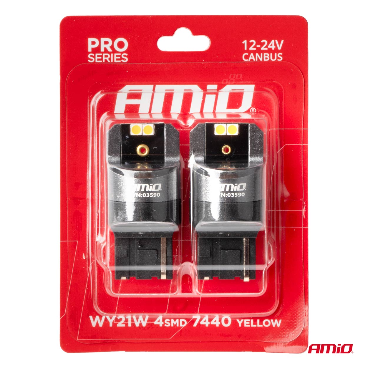 Εικόνα 4 από 4 — Amio – ΛΑΜΠΕΣ WY21W 12/24V 6.000K 4SMD LED CAN-BUS ΚΙΤΡΙΝΟ PRO SERIES – 2 ΤΕΜ. (03590/AM)