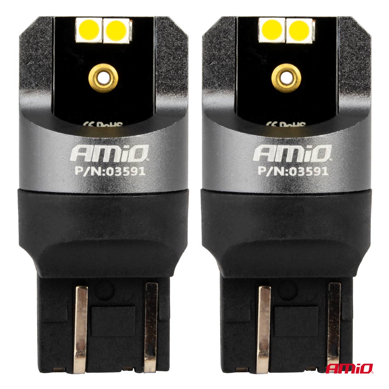 Εικόνα 2 από 4 — Amio – ΛΑΜΠΑΚΙΑ W21/5W 7443 12/24V 6.000K 4xSMD LED CAN-BUS ΛΕΥΚΟ PRO SERIES – 2 Τεμ. (03591/AM)