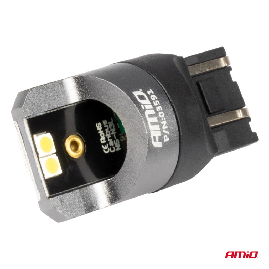 Εικόνα 3 από 4 — Amio – ΛΑΜΠΑΚΙΑ W21/5W 7443 12/24V 6.000K 4xSMD LED CAN-BUS ΛΕΥΚΟ PRO SERIES – 2 Τεμ. (03591/AM)