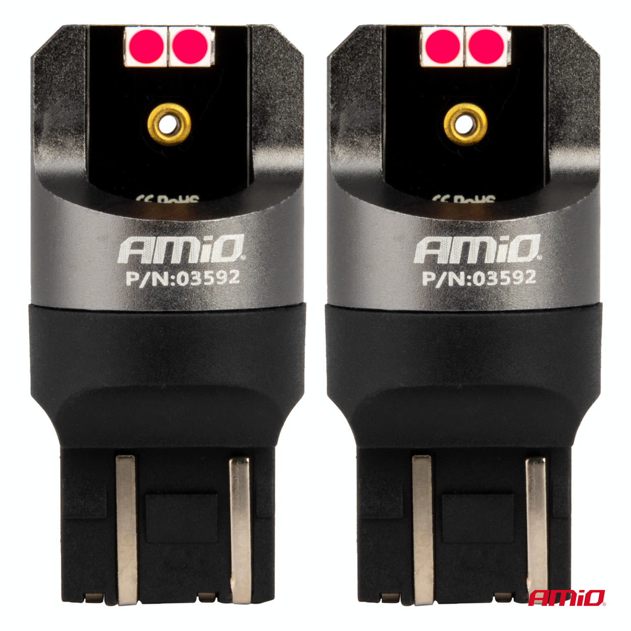 Εικόνα 2 από 4 — Amio – ΛΑΜΠΑΚΙΑ W21/5W 7443 12/24V 6.000K 4xSMD LED CAN-BUS ΚΟΚΚΙΝΟ PRO SERIES – 2 Τεμ. (03592/AM)