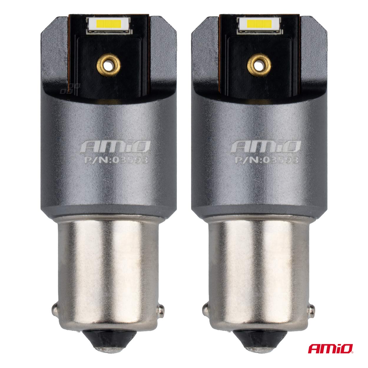 Εικόνα 2 από 4 — Amio – ΛΑΜΠΕΣ LED CAN-BUS P21W BA15S 12/24V 6.000K 2xSMD ΛΕΥΚΟ PRO SERIES – 2 ΤΕΜ. (03593/AM)