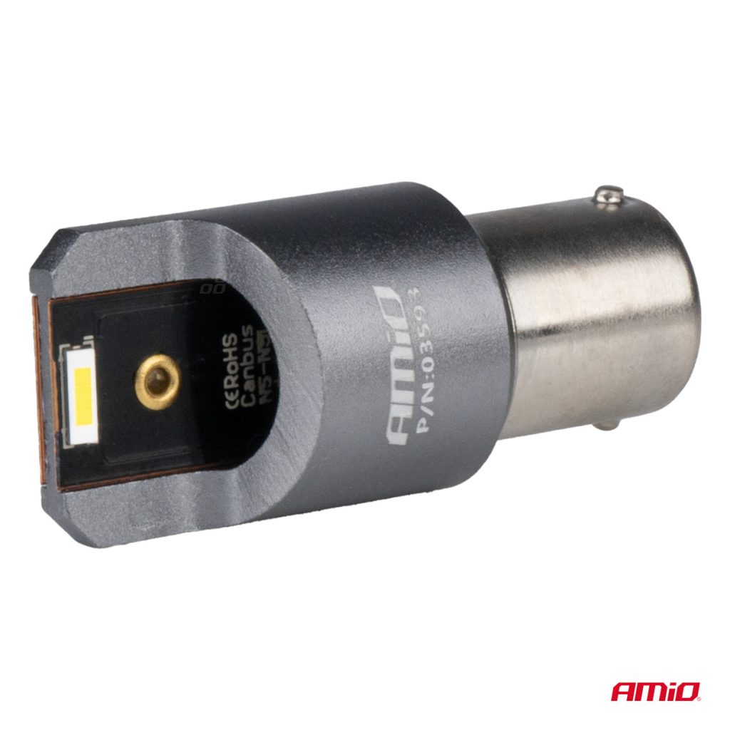 Εικόνα 3 από 4 — Amio – ΛΑΜΠΕΣ LED CAN-BUS P21W BA15S 12/24V 6.000K 2xSMD ΛΕΥΚΟ PRO SERIES – 2 ΤΕΜ. (03593/AM)