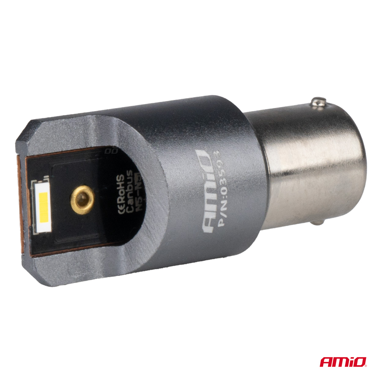 Εικόνα 3 από 4 — Amio – ΛΑΜΠΕΣ LED CAN-BUS P21W BA15S 12/24V 6.000K 2xSMD ΛΕΥΚΟ PRO SERIES – 2 ΤΕΜ. (03593/AM)