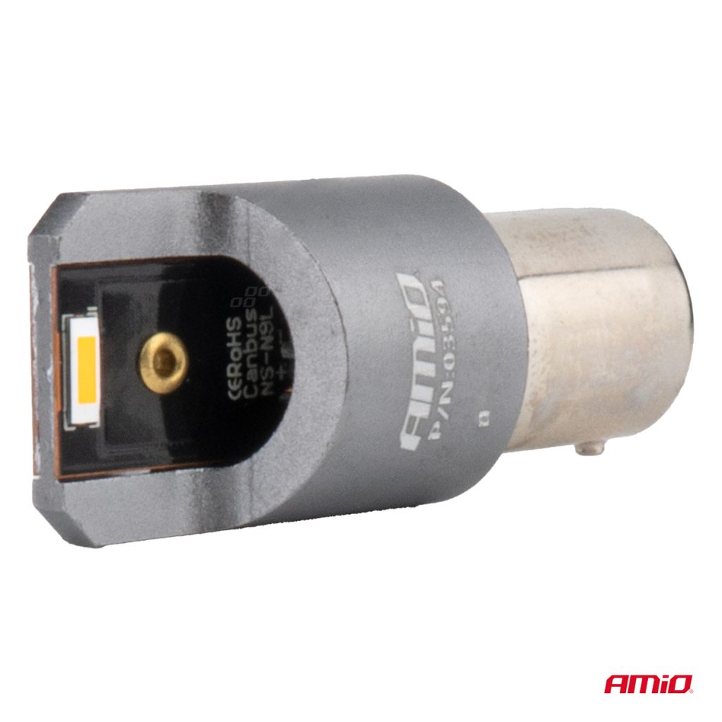 Εικόνα 3 από 4 — Amio – ΛΑΜΠΑΚΙΑ PY21W BAU15s 12/24V 6.000K 2xSMD LED FULL CAN-BUS ΠΟΡΤΟΚΑΛΙ PRO SERIES – 2 Τεμ. (03594/AM)
